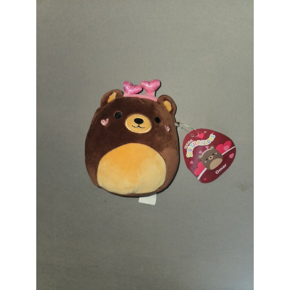 Squishmallows 5" Omar the Bear Valentine Heart Headband NWT